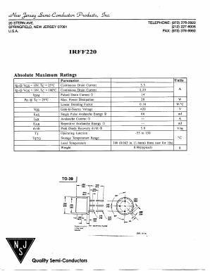 IRFF220 Datasheet PDF New Jersey Semiconductor