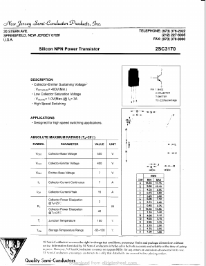 C3170 Datasheet PDF New Jersey Semiconductor