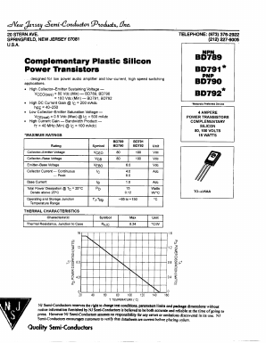 BD791 Datasheet PDF New Jersey Semiconductor