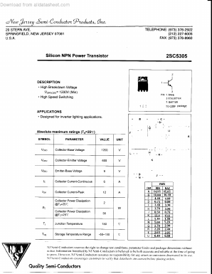 2SC5305 Datasheet PDF New Jersey Semiconductor