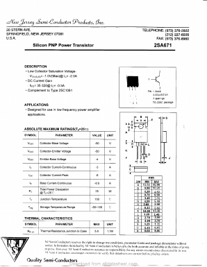 A671 Datasheet PDF New Jersey Semiconductor
