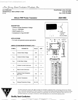2SA1493 Datasheet PDF New Jersey Semiconductor
