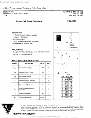A1667 Datasheet PDF New Jersey Semiconductor