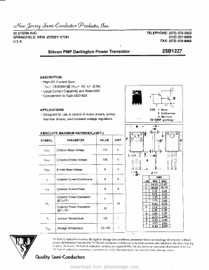 2SB1227 Datasheet PDF New Jersey Semiconductor