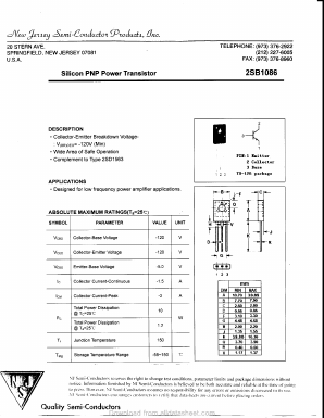 B1086 Datasheet PDF New Jersey Semiconductor