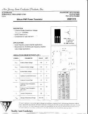 2SB1315 Datasheet PDF New Jersey Semiconductor