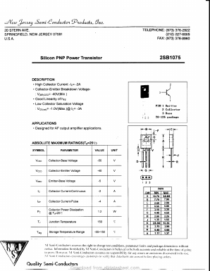 B1075 Datasheet PDF New Jersey Semiconductor