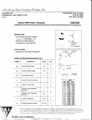 B1056 Datasheet PDF New Jersey Semiconductor
