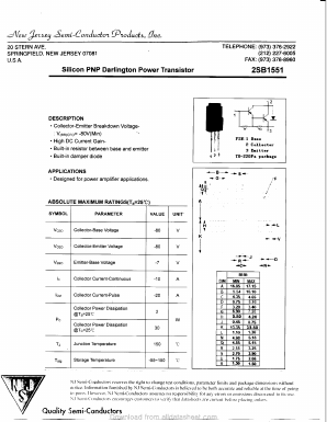 2SB1551 Datasheet PDF New Jersey Semiconductor