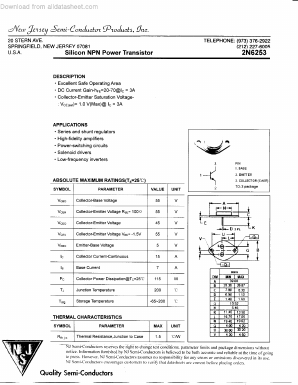 2N6253 Datasheet PDF New Jersey Semiconductor