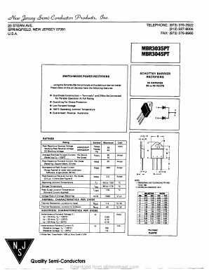 MBR3045PT Datasheet PDF New Jersey Semiconductor