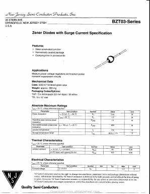 BZT03C75 Datasheet PDF New Jersey Semiconductor