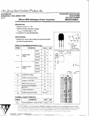 BDV67B Datasheet PDF New Jersey Semiconductor