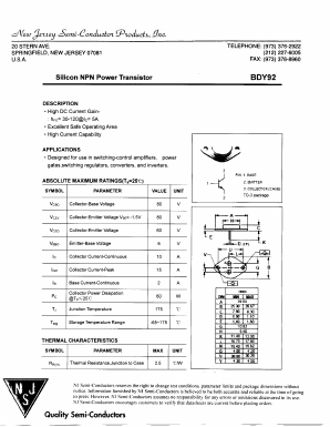 BDY92 Datasheet PDF New Jersey Semiconductor