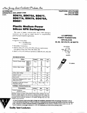 BD679 Datasheet PDF New Jersey Semiconductor