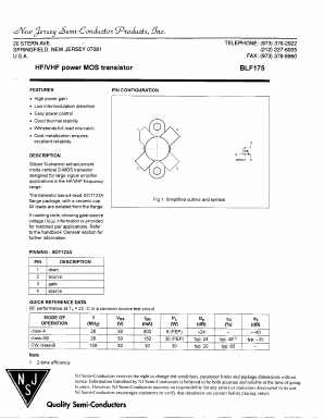 BLF175 Datasheet PDF New Jersey Semiconductor