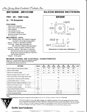 BR1500W Datasheet PDF New Jersey Semiconductor