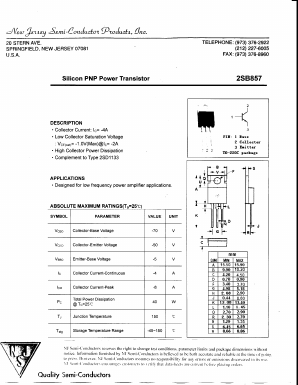2SB857 Datasheet PDF New Jersey Semiconductor