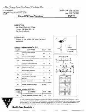 BUV41 Datasheet PDF New Jersey Semiconductor