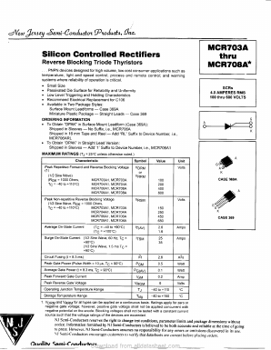 MCR708ARL Datasheet PDF New Jersey Semiconductor