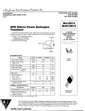 MJH10012 Datasheet PDF New Jersey Semiconductor
