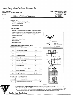 MJ13334 Datasheet PDF New Jersey Semiconductor