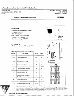 2SB868 Datasheet PDF New Jersey Semiconductor
