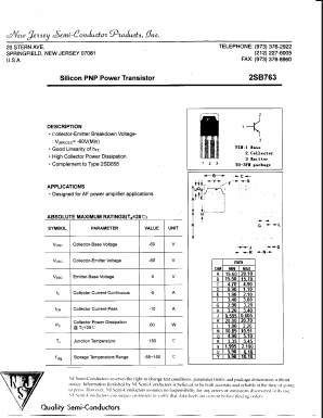 B763 Datasheet PDF New Jersey Semiconductor