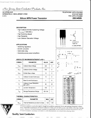 C4509 Datasheet PDF New Jersey Semiconductor