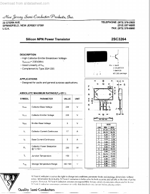 2SC3264 Datasheet PDF New Jersey Semiconductor