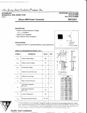 2SC3231 Datasheet PDF New Jersey Semiconductor
