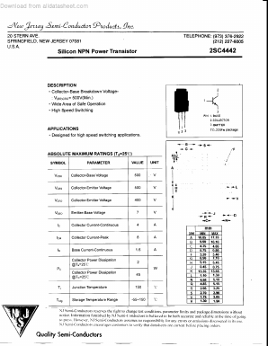 2SC4442 Datasheet PDF New Jersey Semiconductor