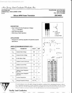 2SC4423 Datasheet PDF New Jersey Semiconductor