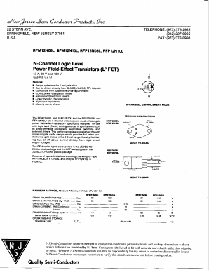 RFP12N08L Datasheet PDF New Jersey Semiconductor