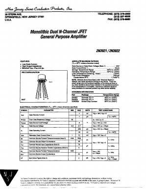 X2N3922 Datasheet PDF New Jersey Semiconductor