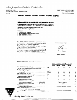 2N5781 Datasheet PDF New Jersey Semiconductor