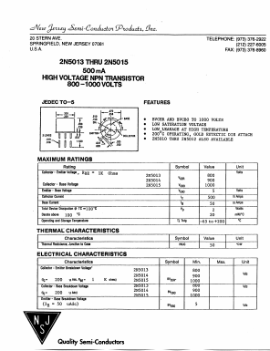2N5013 Datasheet PDF New Jersey Semiconductor