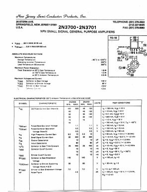 2N3701 Datasheet PDF New Jersey Semiconductor