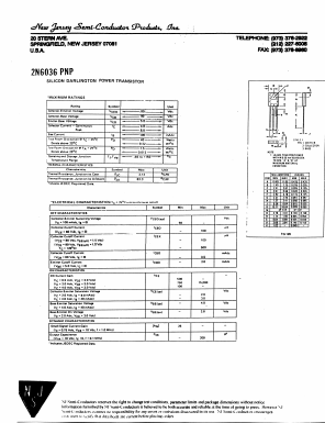 2N6036 Datasheet PDF New Jersey Semiconductor