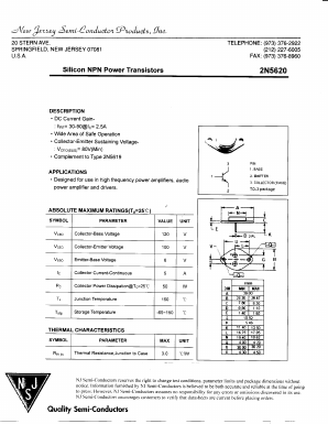2N5620 Datasheet PDF New Jersey Semiconductor