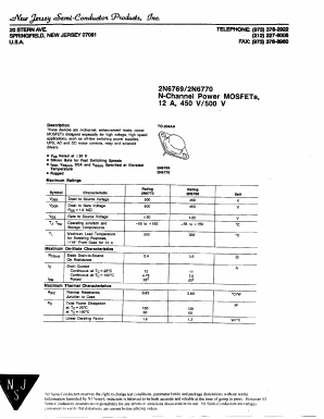 2N6770 Datasheet PDF New Jersey Semiconductor