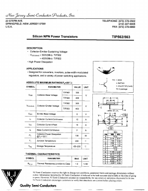 TIP562 Datasheet PDF New Jersey Semiconductor