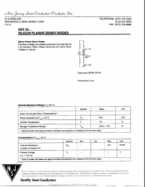 BZX55C82 Datasheet PDF New Jersey Semiconductor