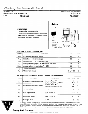 X0402MF Datasheet PDF New Jersey Semiconductor