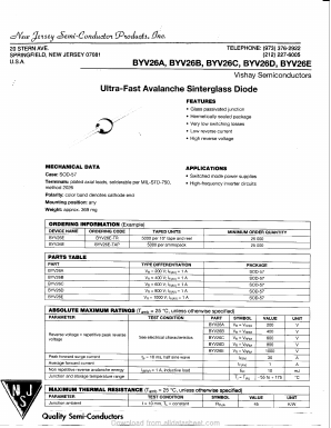 BYV26A Datasheet PDF New Jersey Semiconductor