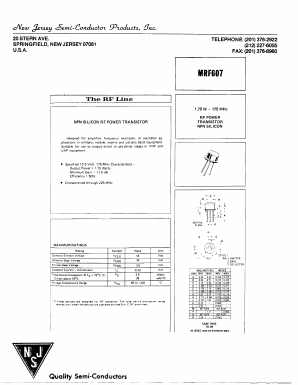 MRF607 Datasheet PDF New Jersey Semiconductor
