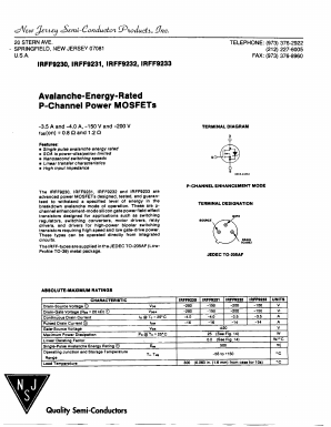 IRFF9233 Datasheet PDF New Jersey Semiconductor
