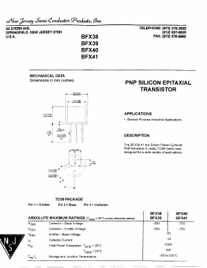 BFX39 Datasheet PDF New Jersey Semiconductor