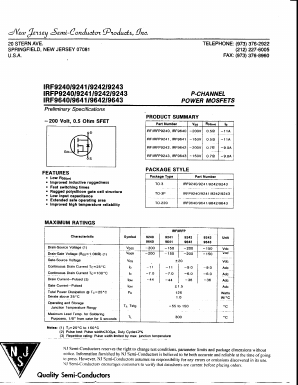 IRF9640 Datasheet PDF New Jersey Semiconductor