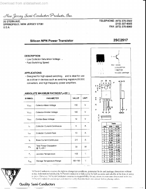 2SC2517 Datasheet PDF New Jersey Semiconductor